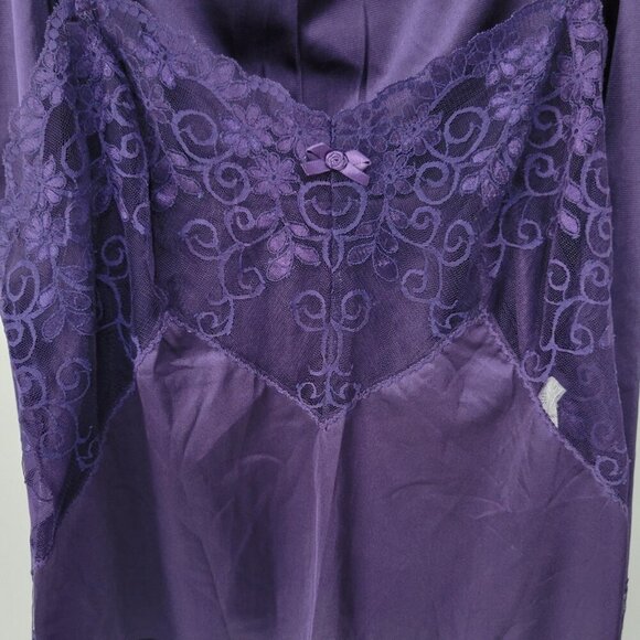 Delicates Camisole Half Slip Set Small 34 Lingerie Purple Nylon Lace Vintage USA - Picture 4 of 9